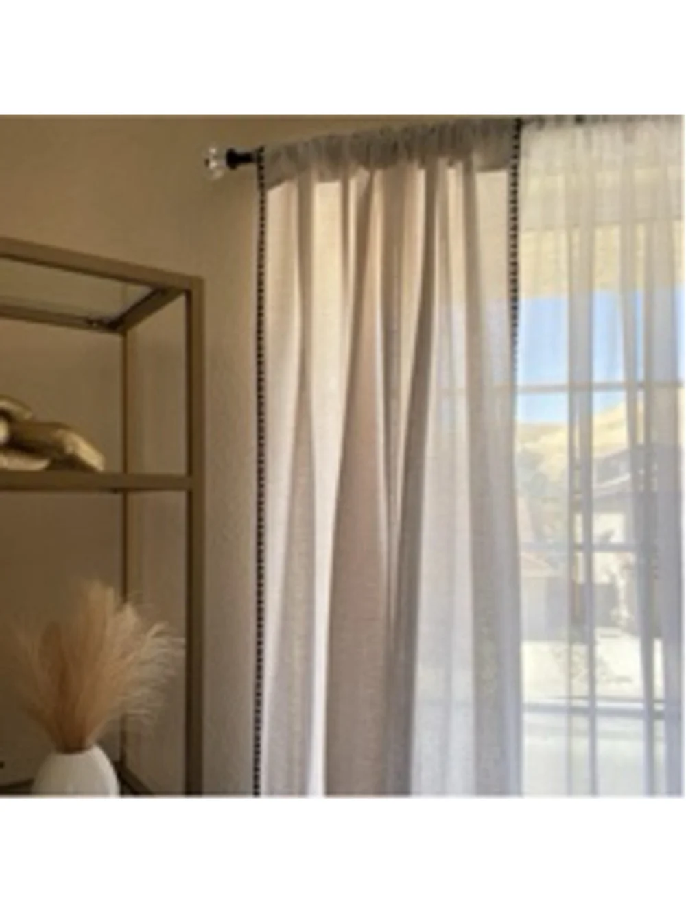 Threshold Light Filtering Curtain Panels 54x84 Cream Embroidered Edge Set of 2